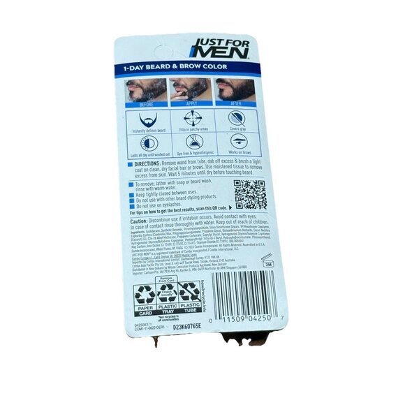 Just for Men 1-Day Beard & Brow Color, Temporary Dye for Beard and Eyebrow Black - Picture 3 of 4